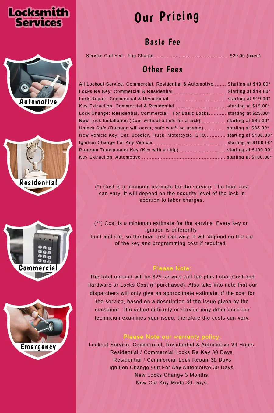 Pequannock NJ Locksmith Store Pequannock, NJ 973-241-3452 - price-list-c-18